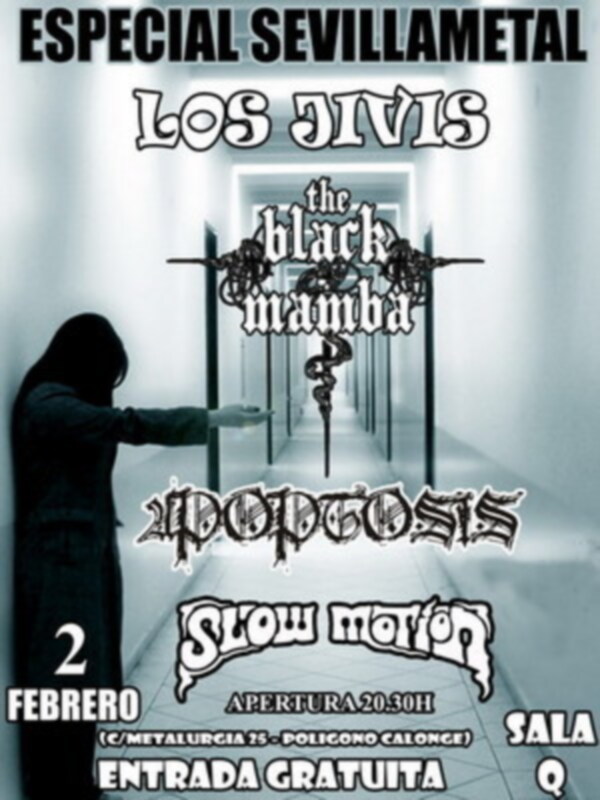 Especial Sevillametal: Los Jivis, The Black Mamba y 40pétosis en Slow Motion. Sala Q, entrada gratuita. Apertura 20:30h.