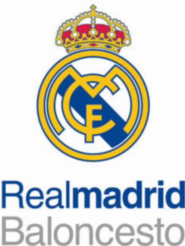Logo del Real Madrid Baloncesto con el escudo y el nombre del equipo en español.