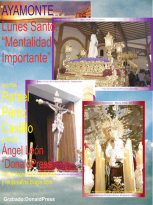 Fotografías de la iglesia de San Miguel Arcángel en Ayamonte, España, durante la celebración del Día de la Salud Mental, con imágenes de la iglesia y el altar principal.