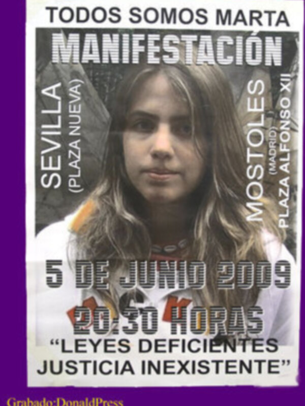 Manifestación "Todos Somos Marta" en Sevilla, Plaza Nueva el 5 de junio de 2009 a las 20:30 horas. Leyes deficientes, justicia inexistente.