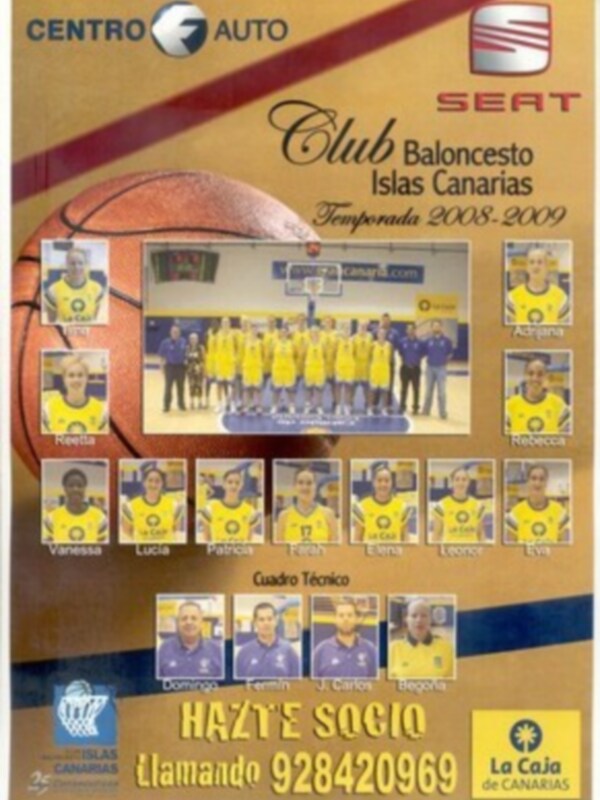 Afiche del Club Baloncesto Islas Canarias Temporada 2008-2009, con el equipo, jugadores y técnico.