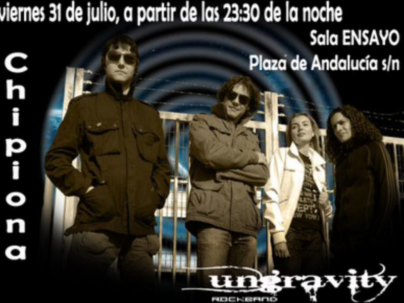 Concierto de Chipiona en la Sala ENSAYO, ubicada en Plaza de Andalucía s/n. Viernes 31 de julio, a partir de las 23:30 de la noche.