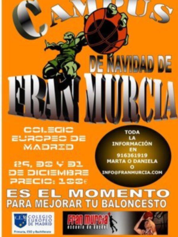 Campus de Navidad de Fran Murcia: evento de baloncesto en Madrid del 29 al 31 de diciembre. ¡No te lo pierdas!