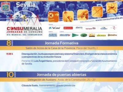 Ausbanc Consumo  ofrece  hoy en el Salón de Actos de la Casa de la Provincia, conferencia Desregulación, burbujas especulativas y sistema  financiero. El origen de la Crisis económica y prospectivas de evolución futura a cargo de D. Luis Ángel Hierro 