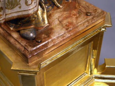 Sevilla. Terminada la restauración de San Martin de Tours por el imaginero-restaurador Benjamín Domínguez Gómez.