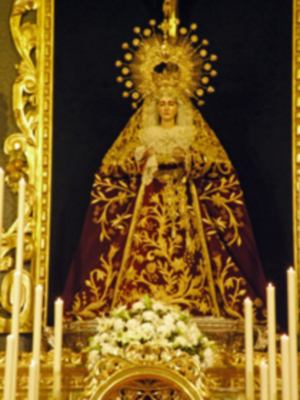 Provincia. Altar y culto de la Novena en honor de María. Stma. de las Angustias Coronada de la Hermandad de la Vera-cruz de Alcalá del Río 