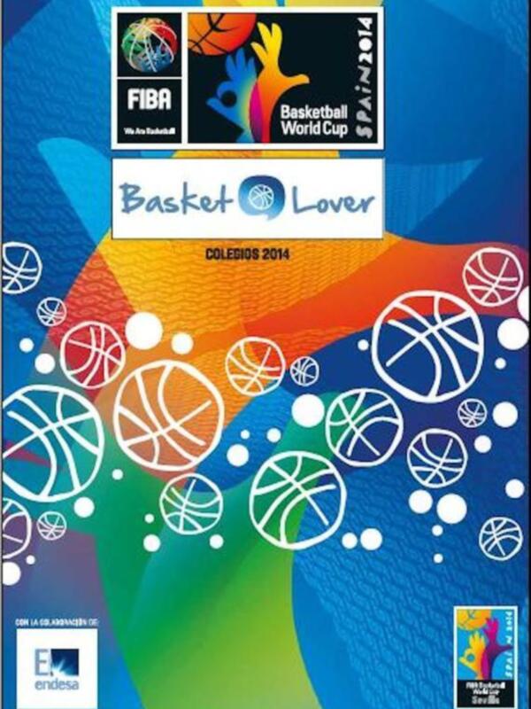 Cartel oficial de la Copa Mundial de Baloncesto FIBA 2014 en España, con diseño vibrante y elementos de baloncesto.