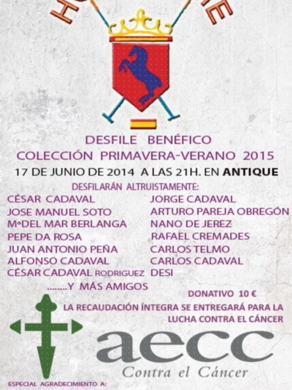 Desfile benéfico 'Horse Time' para la AECC, 17 de junio de 2014, a las 21h en Antique, Sevilla.