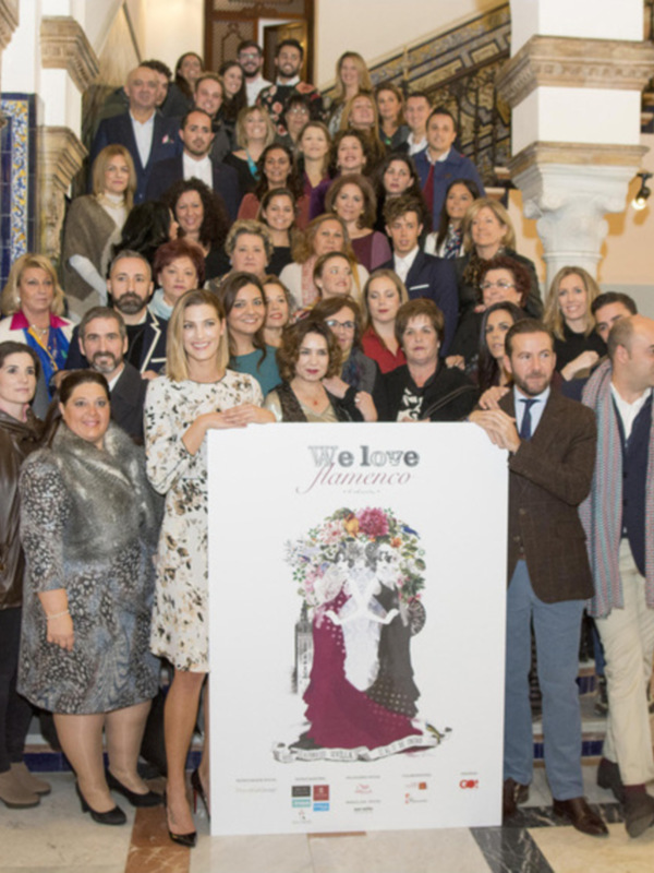 Celebración del festival 'We love flamenco' en un elegante salón de eventos.
