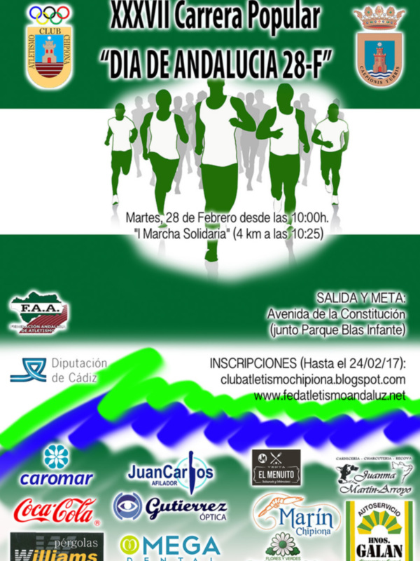 XXXVII Carrera Popular "Día de Andalucía 28-F" - Martes, 28 de Febrero. Inscripciones hasta el 24/02/17.