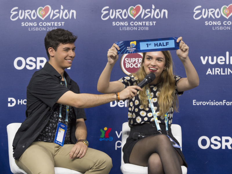 Entrevista en Eurovisión Song Contest 2018, Lisboa, con participantes y panelistas en el Fan House.