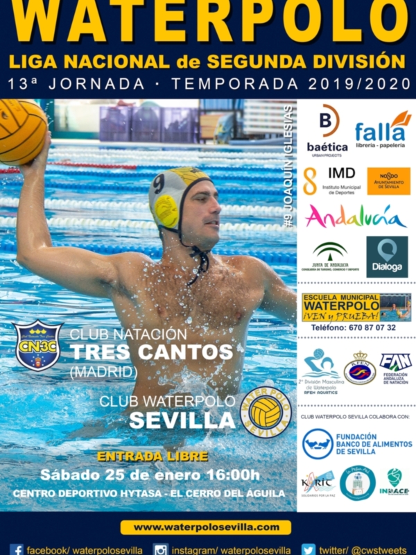 Liga Nacional de Waterpolo, 13ª Jornada Temporada 2019/2020, Sábado 25 de enero, 16:00h, Centro Deportivo Hytasa - El Cerro del Águila, Entrada Libre.