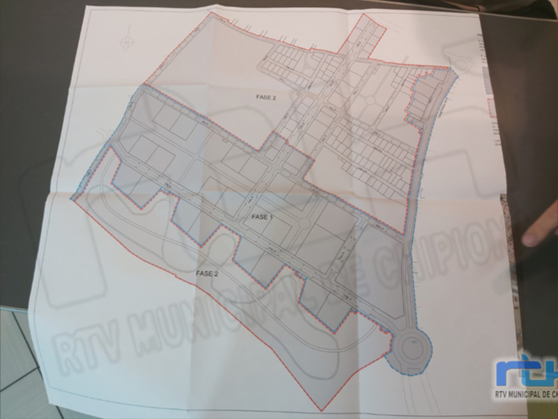 Plano de urbanización con las fases 1 y 2 marcadas, RTV Municipal de Chipiona.