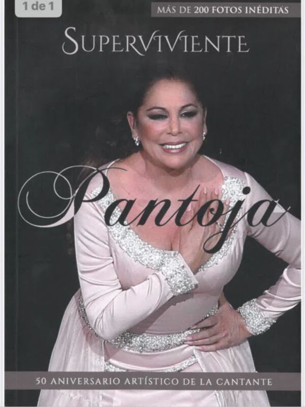 Portada del libro 'Superviviente' dedicado a Pantoja, conmemorando su 50 aniversario artístico.