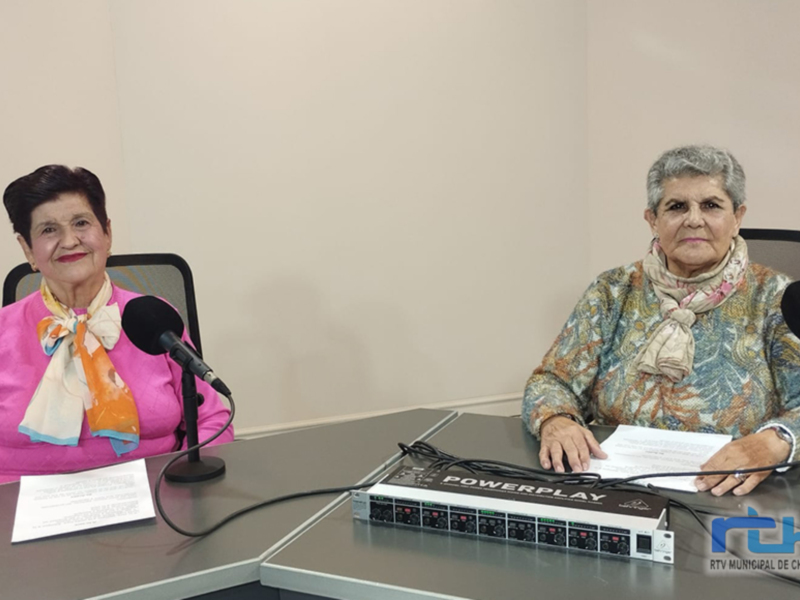 Dos personas sentadas frente a micrófonos en una conferencia de prensa, con un dispositivo de audio en el centro de la mesa.