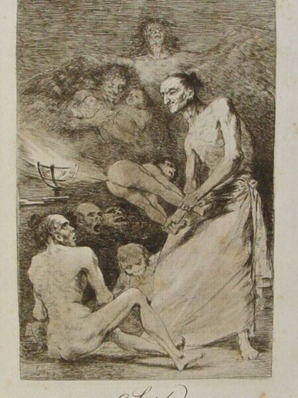 Ilustración de Gustave Doré que muestra a un personaje en una escena de tortura, con otros personajes alrededor. El título es 'Sofrad'.