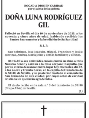 Fallecimiento de doña Luna Rodriguez Gil 