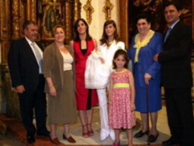 Bautizo de Carmen Gallardo Martin, hija del doctor Gallardo y Mamen Martin