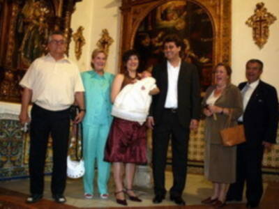 Bautizo de Carmen Gallardo Martin, hija del doctor Gallardo y Mamen Martin