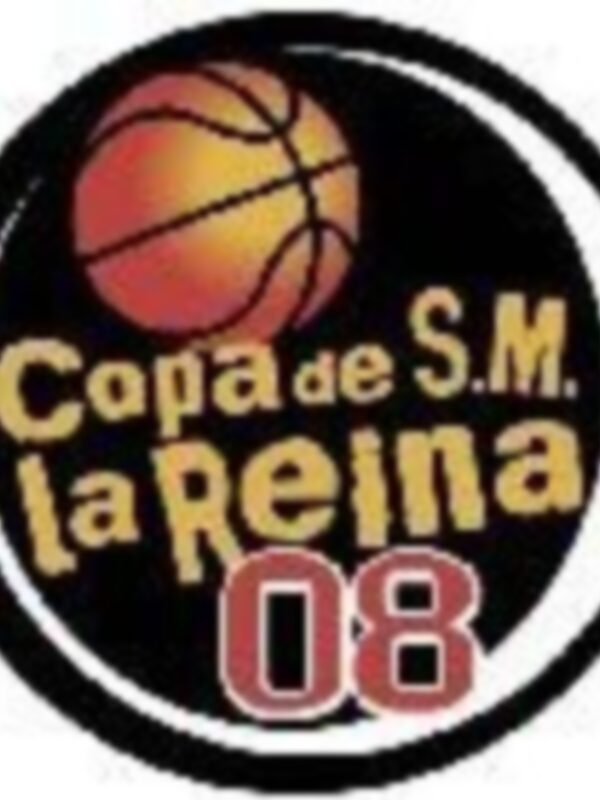 Logotipo de la Copa de S.M. la Reina 2008, con un balón de baloncesto en el centro.