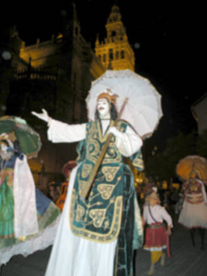 Sevilla.El Histórico Teatro Tascabile di Bérgamo en la Plaza del Triunfo.