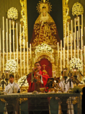 Provincia. Altar y culto de la Novena en honor de María. Stma. de las Angustias Coronada de la Hermandad de la Vera-cruz de Alcalá del Río 