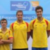 Quinteto del Náutico Sevilla con la selección española de remo