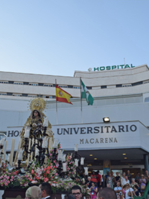Sevilla. La  Reina de San Leandro procesionó en la barriada sevillana de la Huerta del Carmen.