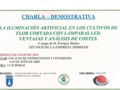 Una conferencia mostrará el viernes ventajas y costes de la iluminación con lámparas led en los cultivos de flor cortada
