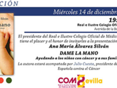 El próximo Miércoles 14 de diciembre  en el Colegio de Médicos  se presentará el libro “DAME LA MANO”.