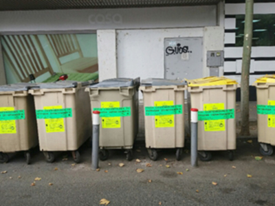 Retirada de contenedores de basura en la Plaza de la Gavidia