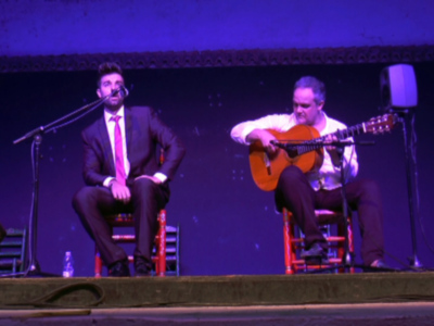 Tres cantaores en la final de este sábado del Concurso de fandangos de la Peña José Mercé