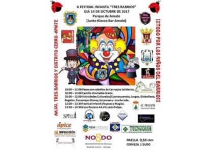 IIº Festival Infantil,  Tres Barrios, en el Parque Amate de Sevilla, previsto para el próximo día 14 de octubre