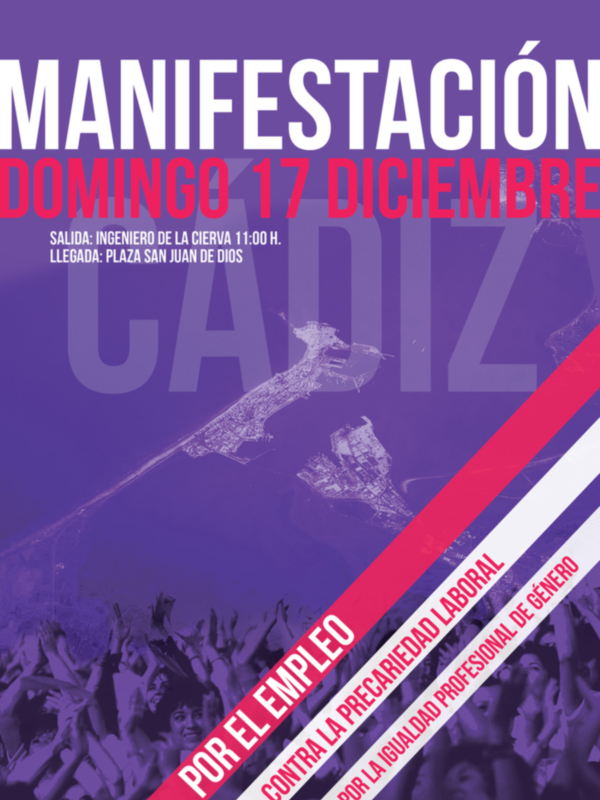 Manifestación por el empleo y contra la precariedad laboral. Salida: Ingeniero de la Gavia, 11:00 h. Llegada: Plaza San Juan de Dios.