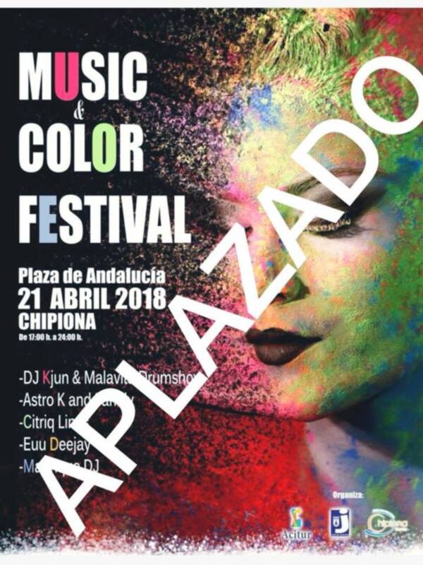 Festival de música y color en la Plaza de Andalucía, Chipiona. 21 de abril de 2018. DJ Jyun y Malavie, Astro K, Citriq Lin, Eeuu Deejay. Organizado por FETUN y PDC.