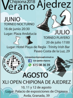 Chipiona volverá a contar este verano con el open de ajedrez, un torneo nocturno y otro playero