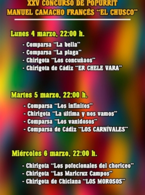 Fiestas hace público el orden de actuaciones para las tres noches de coplas en Pío XII