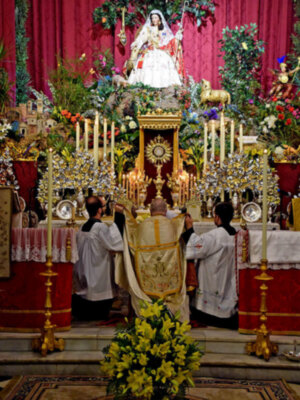 El último día del novenario de la Divina Pastora de Santa Marina lo presidió y predicó el canónigo el Rvdo. Ángel Gabriel Gómez Guillén.
