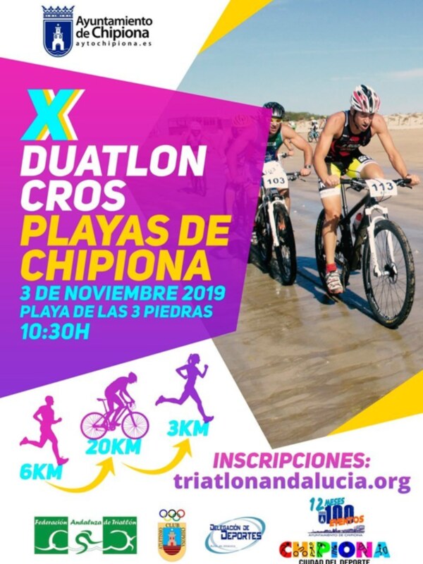 X Duatlon CROS Playas de Chipiona. 3 de noviembre 2019, playa de las 3 piedras. Inscripciones en triatlonandalucia.org
