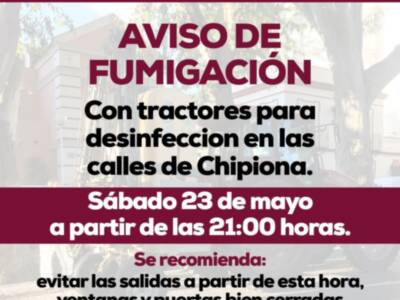 Agricultura realizará el sábado una nueva fumigación con tractores en Chipiona