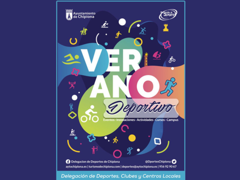 Festival de Verano Deportivo en Chipiona, organizado por el Ayuntamiento. Evento con actividades para todos los públicos en la Delegación de Deportes, Clubes y Centros Locales.