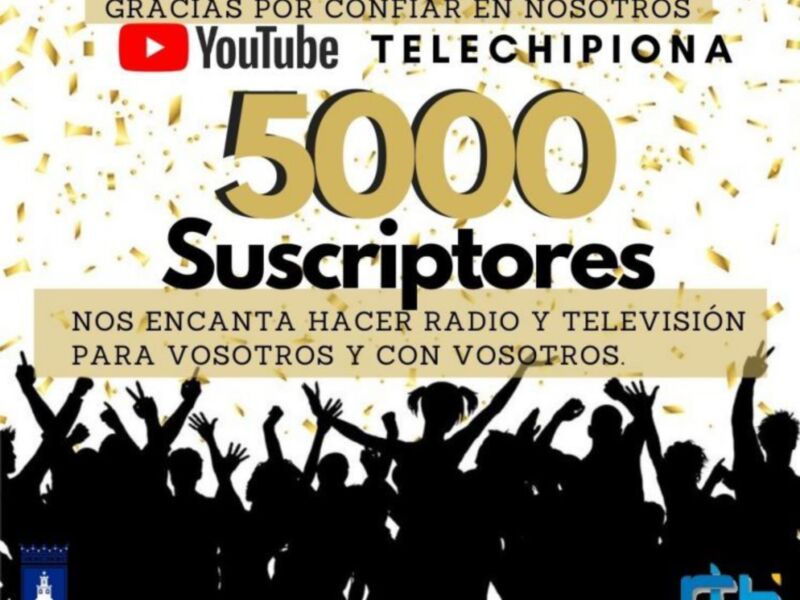 ¡Felicitaciones a todos los suscriptores de Telechichipipiona por su confianza! ¡Agradecemos su apoyo y seguimos en la lucha por la televisión y radio para vosotros y vosotras!