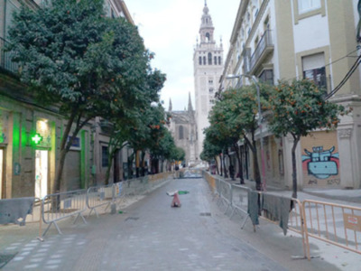 La reconversión de la calle Mateos Gago que funcionaba como peatonal a calle “peatonal”.