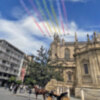 Patrulla Águila sobrevuela en Sevilla por la feria de primavera
