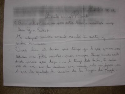 La verdadera letra de Rocío Jurado en una carta enviada a su amigo personal Ricardo Naval publicada en exclusiva por Diario de Cádiz el 19 de febrero