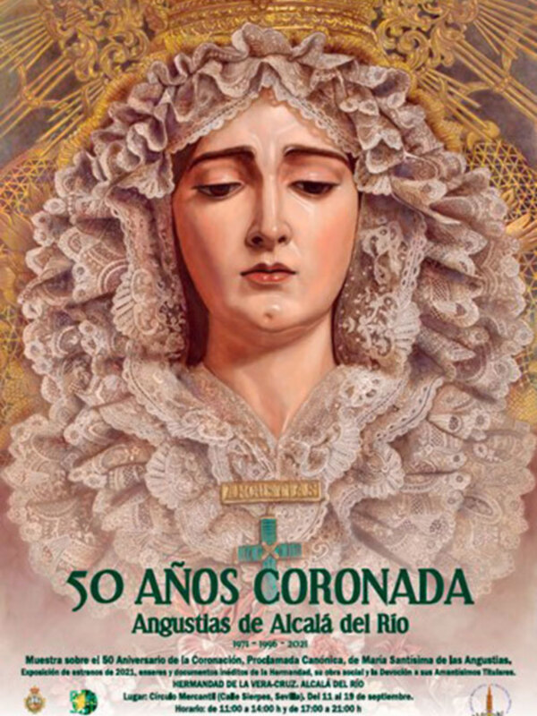 Celebración del 50º aniversario de la Coronación de la Virgen María Santísima de las Angustias en Alcalá del Río, Sevilla.