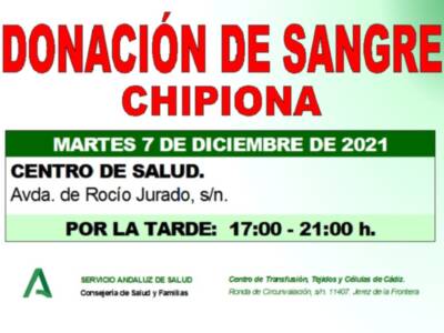 Llamamiento a una donación colectiva de sangre en Chipiona el martes 7 de diciembre por el descenso de reservas