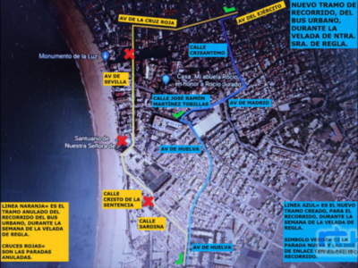 El recorrido de la línea 1 del autobús urbano de Chipiona se modificará por las Fiestas de Regla