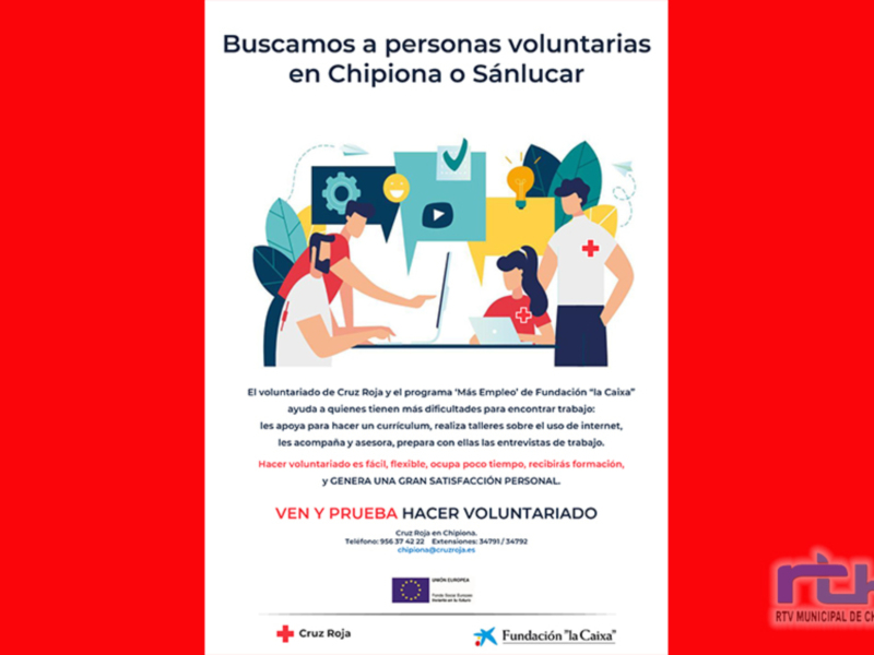 Buscamos voluntarios en Chipiona o Sanlúcar para ayudar con la creación de un curriculum y generar satisfacción personal.