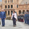 Margarita Robles preside en la Plaza de España de Sevilla el desfile previo a la reunión de los Jefes de Estado Mayor de la Defensa